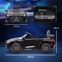 Schwarzes 12V Kinder-Elektroauto mit Sanftstart-Funktion, ideal für Kinder von 3-6 Jahren. Sanftes Anfahren für mehr Sicherheit.