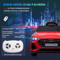 Rotes Elektroauto als Kinderfahrzeug mit einer Geschwindigkeit von 3-5 km/h und Sicherheitsgurt für sicheres Fahren.