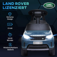 Hellblaues 2-in-1 Elektroauto im Land Rover Design, wächst mit dem Kind von 1.5-5 Jahren mit und bietet vielseitigen Fahrspass.