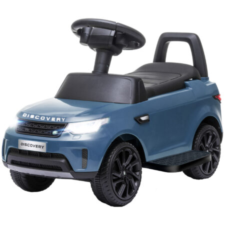 Hellblaues 2-in-1 Elektroauto im Land Rover Design, wächst mit dem Kind von 1.5-5 Jahren mit und bietet vielseitigen Fahrspass.