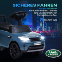 Hellblaues 2-in-1 Elektroauto im Land Rover Design, wächst mit dem Kind von 1.5-5 Jahren mit und bietet vielseitigen Fahrspass.