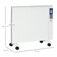 Eine weisse Elektroheizung und Heizgerät mit 2000W Leistung und Fernbedienung.