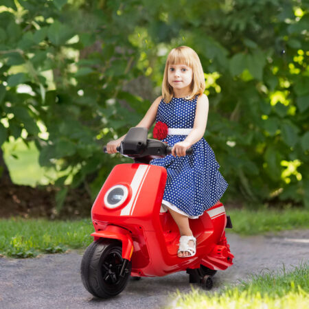 Rotes 6V Elektro-Motorrad für Kinder mit Vor- und Rückwärtsgang, geeignet für 1.5-3 Jahre. Flexibler Fahrspass für die Kleinsten.