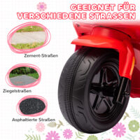 Rotes 6V Elektro-Motorrad für Kinder mit Vor- und Rückwärtsgang, geeignet für 1.5-3 Jahre. Flexibler Fahrspass für die Kleinsten.