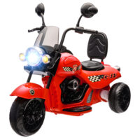 Rotes 6V Kinder-Elektro-Motorrad mit LED-Scheinwerfer, erreicht 3-5 km/h und ist für Kinder von 3-6 Jahren geeignet. Schneller Fahrspass mit Stil.