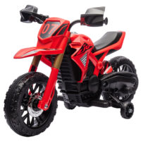 Rotes 6V Elektro-Motorrad für Kinder mit Stützrädern, ideal für 3-8 Jahre. Ein stabiles und sicheres erstes Motorrad.
