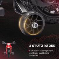 Rotes 6V Elektro-Motorrad für Kinder mit Stützrädern, ideal für 3-8 Jahre. Ein stabiles und sicheres erstes Motorrad.