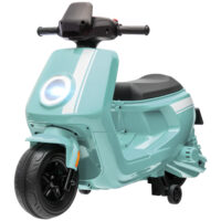 Grünes 6V Elektro-Motorrad für Kinder mit Trainingsrädern, ideal für 1.5-3 Jahre. Hilft kleinen Fahrern, Balance und Vertrauen zu gewinnen.