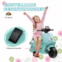 Grünes 6V Elektro-Motorrad für Kinder mit Trainingsrädern, ideal für 1.5-3 Jahre. Hilft kleinen Fahrern, Balance und Vertrauen zu gewinnen.
