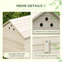 Naturholz-Entenhaus (100x82,5x91cm) mit Kippdach & Rampe für Geflügel.