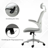 Ergonomischer Bürostuhl mit Kopfstütze Grau – Produktfoto zeigt modernes Design, hochwertige Materialien und funktionale Eigenschaften ideal für Wohn- oder Arbeitsbereiche. Perfekt als Einrichtungsinspiration oder zur Produktpräsentation in einem Onlineshop.