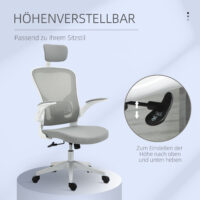 Ergonomischer Bürostuhl mit Kopfstütze Grau – Produktfoto zeigt modernes Design, hochwertige Materialien und funktionale Eigenschaften ideal für Wohn- oder Arbeitsbereiche. Perfekt als Einrichtungsinspiration oder zur Produktpräsentation in einem Onlineshop.