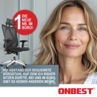 Ergonomischer Bürostuhl mit Lordosenstütze, Kopfstütze und höhenverstellbarer Funktion.