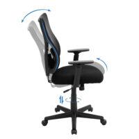 Ergonomischer Bürostuhl in Schwarz, bequem für langes Sitzen.