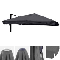 Ersatzbezug Luxus-Ampelschirm mit Flap Schirmbezug 3,5x3,5m anthrazit