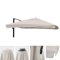 Ersatzbezug Luxus-Ampelschirm mit Flap Schirmbezug 3,5x3,5m creme-grau