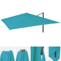 Ersatzbezug Luxus-Ampelschirm Sonnenschirmbezug 3,5x3,5m türkis
