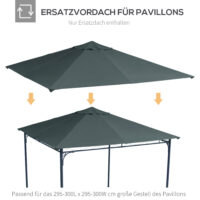 Ersatzdach Gartenpavillon 3x3m Polyester dunkelgrau