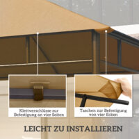 Ersatzdach für Gartenpavillon 3x3m Polyester beige