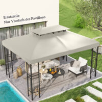 Cremeweißes Ersatzdach für einen Metallpavillon der Größe 4x3m.