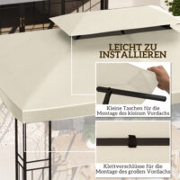 Cremeweißes Ersatzdach für einen Metallpavillon der Größe 4x3m.