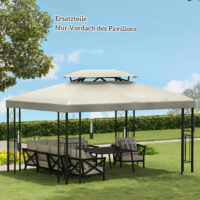 Cremeweißes Ersatzdach für einen Metallpavillon der Größe 4x3m.