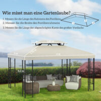 Cremeweißes Ersatzdach für einen Metallpavillon der Größe 4x3m.