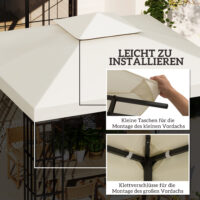 Cremeweißes Ersatzdach für einen Pavillon der Größe 3x3m.