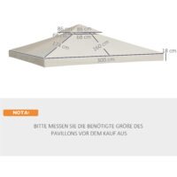 Cremeweißes Ersatzdach für einen Pavillon der Größe 3x3m.