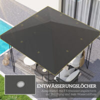 Ersatzdach für Pavillon wasserabweisend mit UV-Schutz 3x3m grau