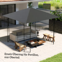 Ersatzdach für Pavillon wasserabweisend mit UV-Schutz 3x3m grau