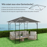 Ersatzdach für Pavillon wasserabweisend mit UV-Schutz 3x3m grau