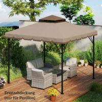 Ersatzdach Pavillon wasserabweisend mit Doppeldach 3x3m khaki