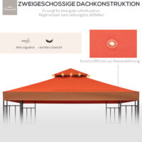 Rostrotes, wetterfestes und langlebiges Ersatzdach für einen 3x3m Pavillon.