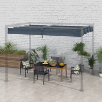 Dunkelgraues Ersatzdach für eine 3x25m Pergola mit UV-Schutz.