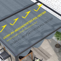 Dunkelgraues Ersatzdach für eine 3x25m Pergola mit UV-Schutz.