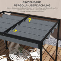 Dunkelgraues Ersatzdach für eine 3x25m Pergola mit UV-Schutz.