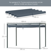 Dunkelgraues Ersatzdach für eine 3x25m Pergola mit UV-Schutz.
