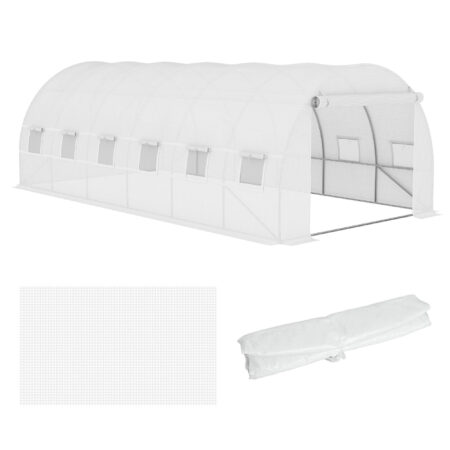 Ersatzfolie für Gewächshaus, Maße 600x300x200 cm, Farbe Weiss.
