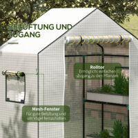 Ersatzfolie mit UV-Schutz und Rolltür für Gewächshaus 140x73x190 cm, Farbe Weiss.