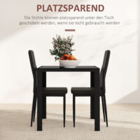 Essgruppe mit Esstisch und 2 Stühlen platzsparend schwarz