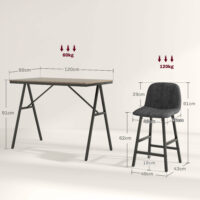 Essgruppe 5-teilig mit Polster Tisch und 4 Stühlen Leinenoptik dunkelgrau