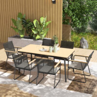Sitzgruppe Essgruppe Esstisch Stühle für 6 Personen Metall Holz
