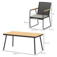 Sitzgruppe Essgruppe Esstisch Stühle für 6 Personen Metall Holz