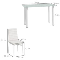 Essgruppe Esstisch Glastisch modern mit 4 Stühlen weiss