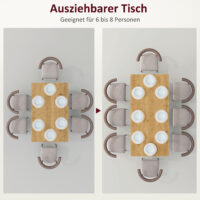 Esstisch ausziehbar mit Stahlbeinen für 6 bis 8 Personen
