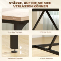 Esstisch gross rechteckig für 6 bis 8 Personen Holzoptik