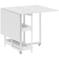 Esstisch klappbar Industriedesign mit Regal für 4 Personen weiss