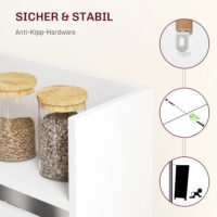 Esstisch klappbar mit Regalen für kleine Räume weiss
