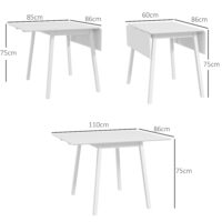 Esstisch klappbar mit ausklappbaren Flächen für Küche weiss